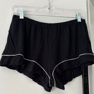 Eberjey Midnight Black Pajama Shorts with Ivory Piping